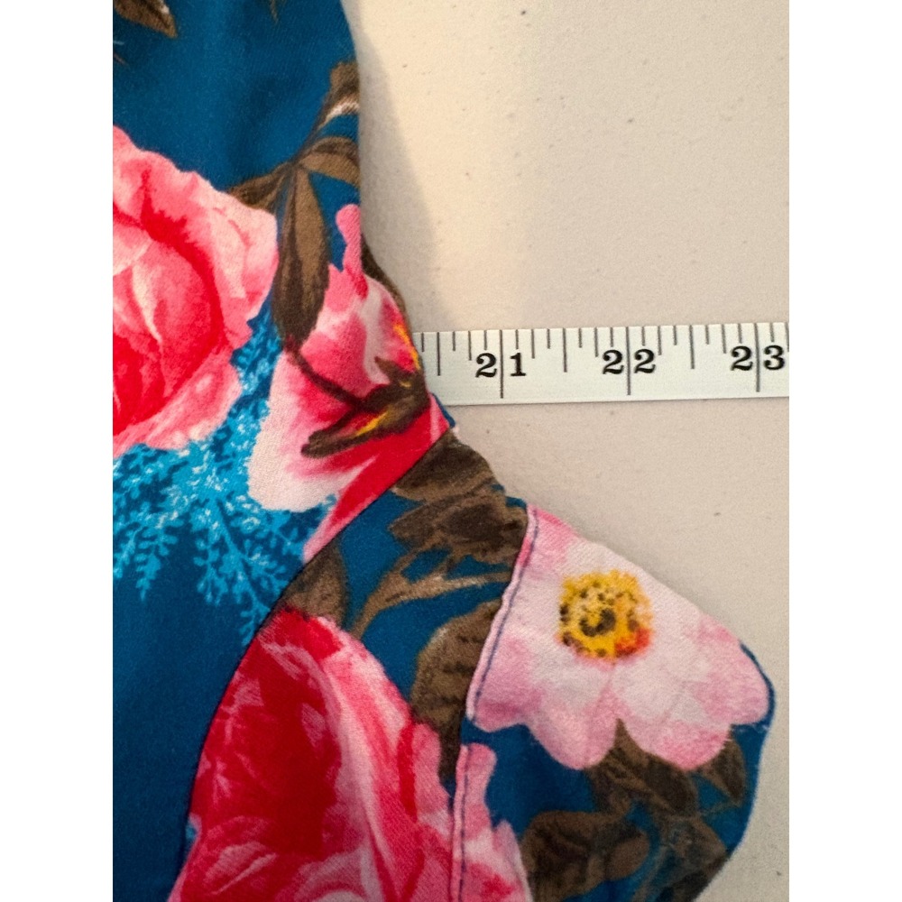 Victoria's Secret Floral Pajama Set Teal Pink Cotton Modal XS Short Sleeve PJ - Picture 7 of 7